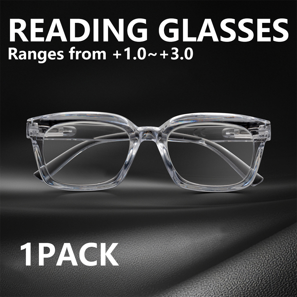 Gaming Glasses Tinted - Fashionable Square Reading Glasses, Blue Light